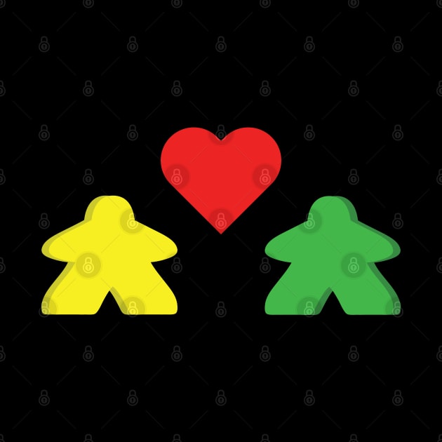 Green And Yellow Meeple Couple Board Game Valentine's Day by Shadowisper