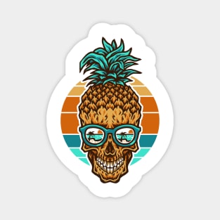 Vintage Retro Sunset Skull Pineapple Beach Holiday Magnet