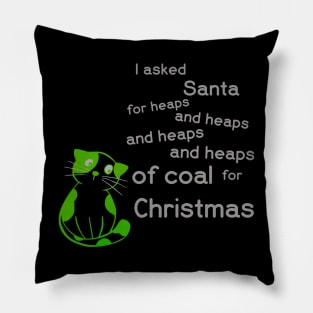 Green Cat's Christmas Letter Pillow