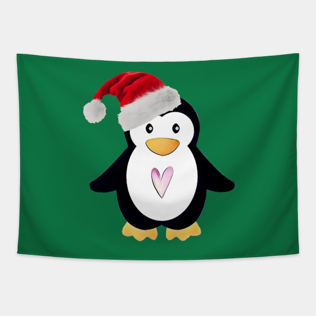 Santa Penguin Tapestry by MonarchGraphics