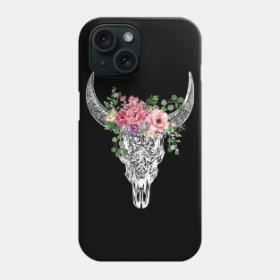 Cow skull floral 18 Phone Case