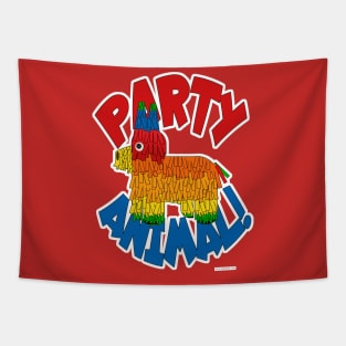 Party Animal Fun Pinata Cartoon Slogan Tapestry