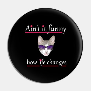 Ain't it funny how life changes with a cat Pin