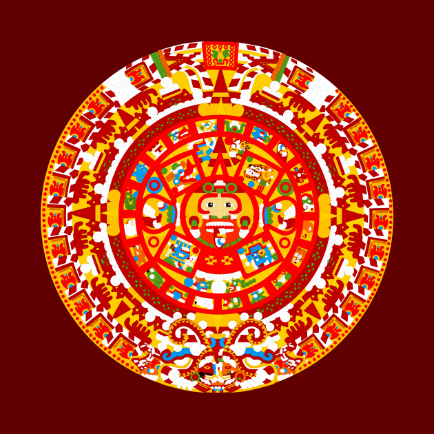 Full Color Ancient Sun Aztec Calendar by Drumsartco