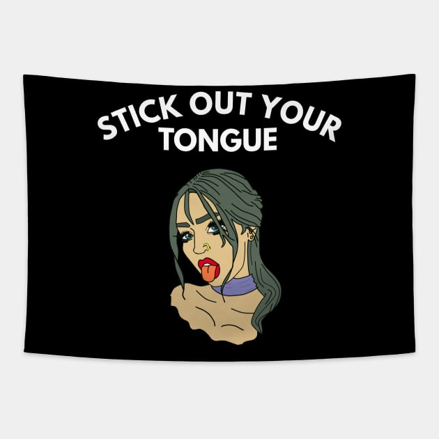 stick out your tongue bad girl nose piercing Tapestry by FromBerlinGift