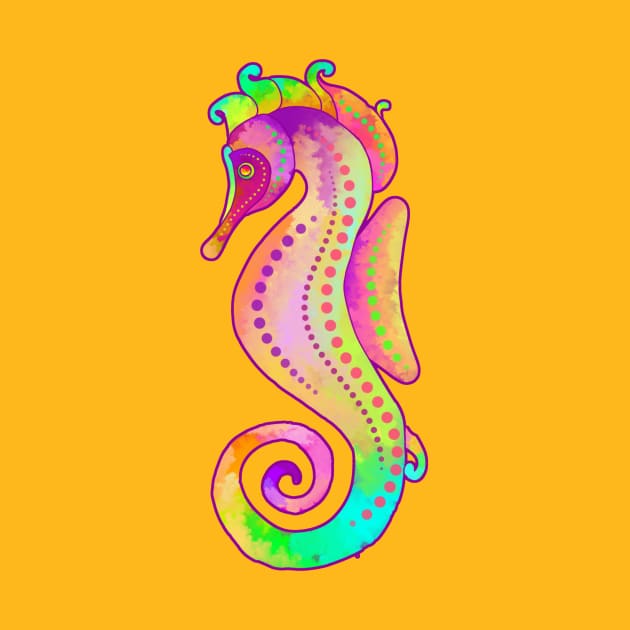 Colorful Seahorse Artwork by AlondraHanley