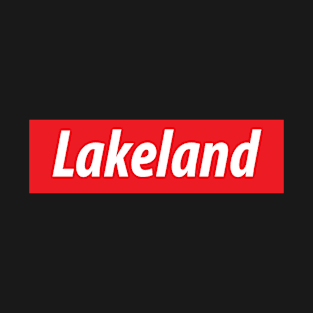 ​'Lakeland' Florida USA white text on a red background T-Shirt