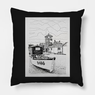 Aldeburgh Beach Ink Sketch Pillow