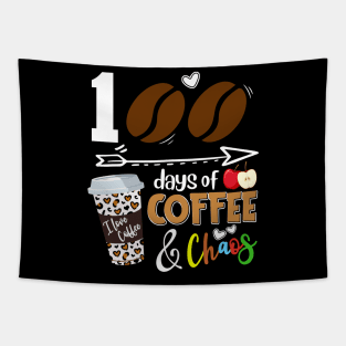 100 Days of Coffee 100th Day of School Teacher Student 2024 Tapestry