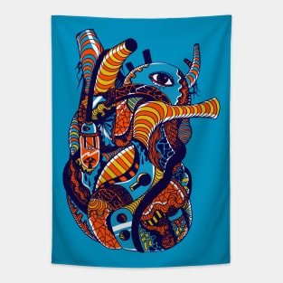 Orange Blue Light Heart Tapestry