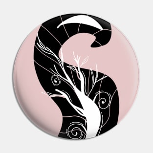 S Tree Black White Pin