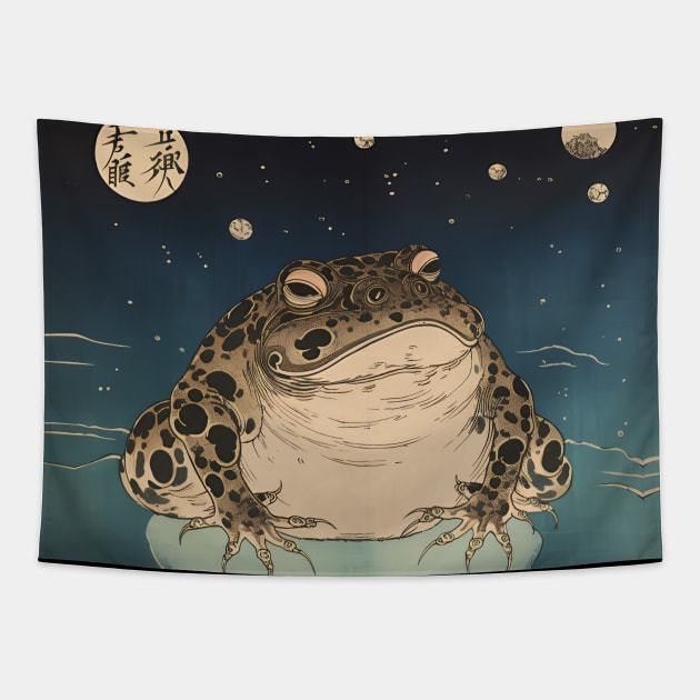 Japanese Frog: Asian American and Pacific Islander Heritage Month, United States on a Dark Background Tapestry by Puff Sumo