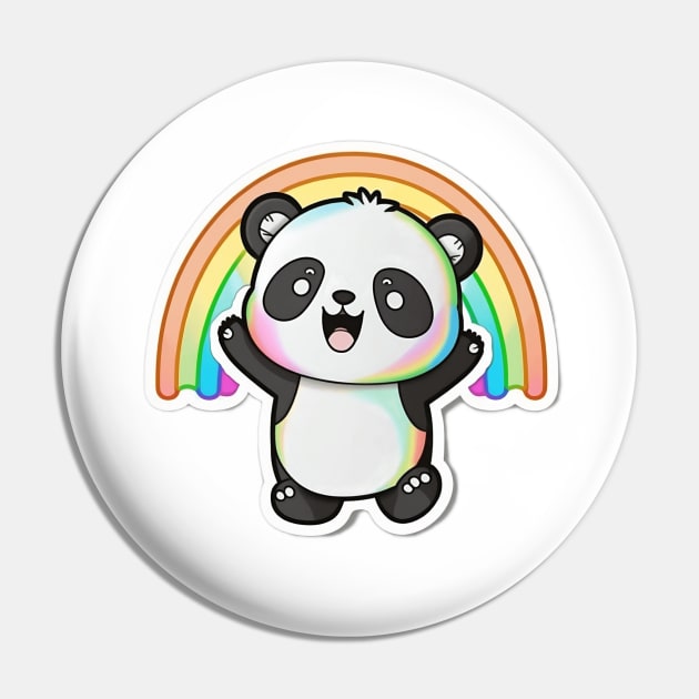 Cute Cartoon Panda Rainbow Colourful Funny Kawaii Pin by kiddo200