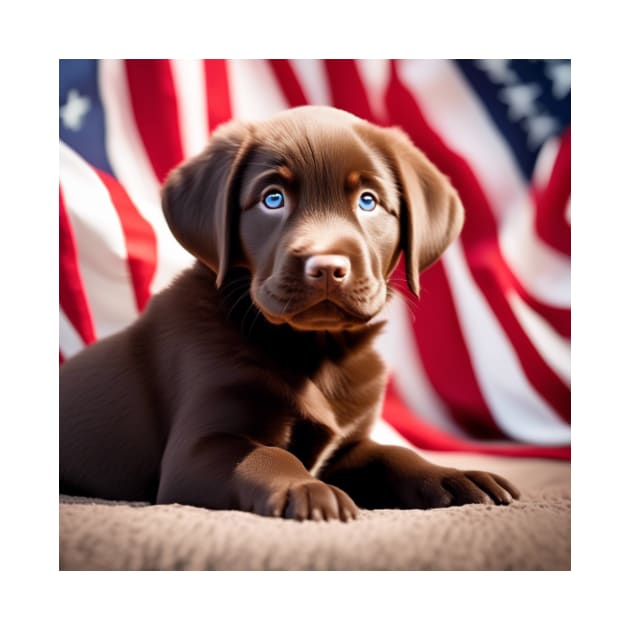 Patriotic Chocolate Lab Puppy by AnchoredK9s
