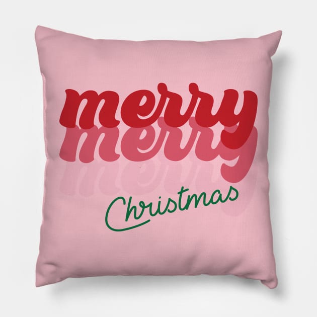 Merry Merry Merry Christmas Pillow by Beavergeek