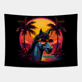 Retro Wave Arabian Horse Miami Tapestry