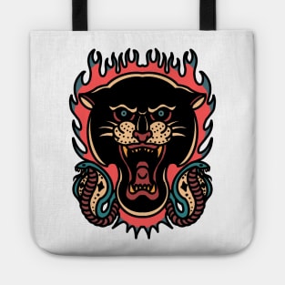 panther and snakes tattoo Tote