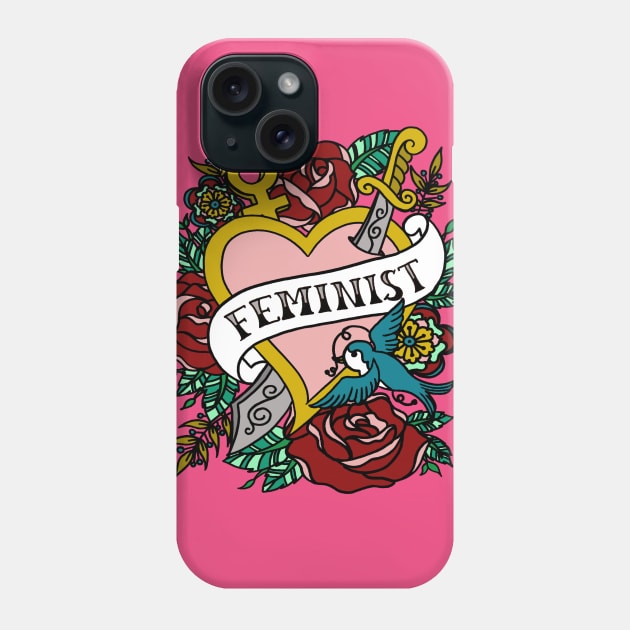 Feminist Tattoo Heart Phone Case by AdrienneAllen