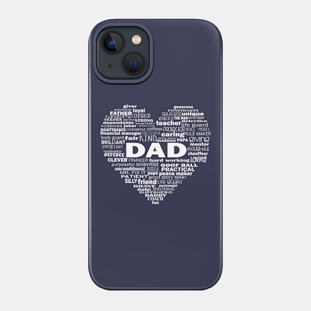 Dad Heart Word Cloud - White - Dad - Phone Case