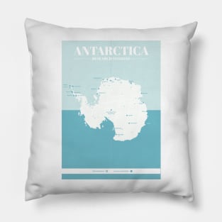 Antarctica Research Stations Map Pillow