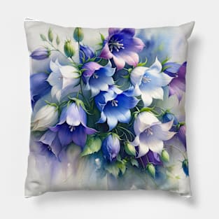 Vibrant Bellflowers  Decor - Watercolor Flower Pillow