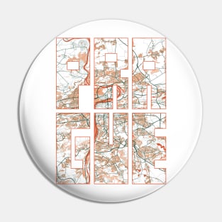 Prague, Czech Republic City Map Typography - Bohemian Pin