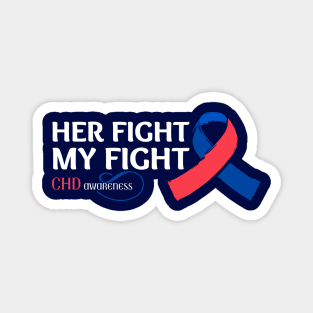 Her Fight, My Fight – CHD Awareness with Red & Blue Ribbon Illustration Magnet