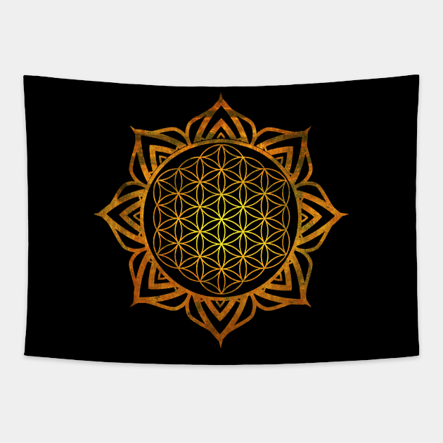 Lotus Flower of Life Mandala Tapestry by Bluepress