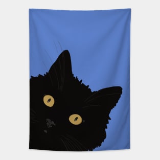 What’s up pussy cat? Cheeky black cat with yellow eyes Tapestry