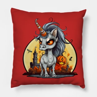 Halloween Scary Candy Corn Unicorn Pillow