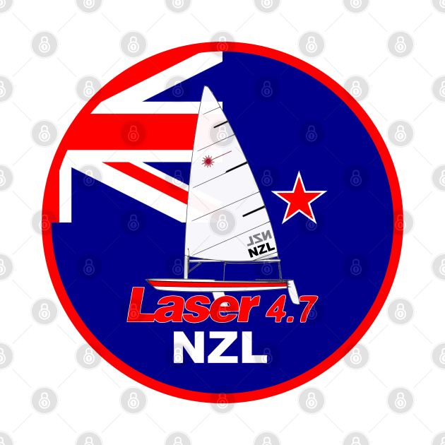 laser class sailboat on flag New Zealand by Regatta Merch