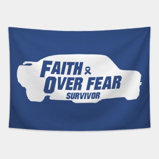 colon cancer Awareness blue ribbon faith over fear survivor Tapestry