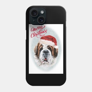 Saint Bernard Merry Christmas Santa Dog Holiday Greeting Phone Case