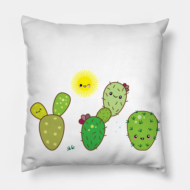 Kawaii Cactus Pillow by Mint Cloud Art Studio