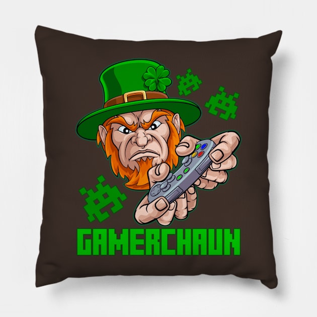 irish i was gaming funny st pay video gamer boys Pillow by logo desang