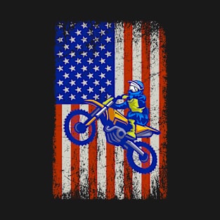 Dirt Bike American Flag T-Shirt