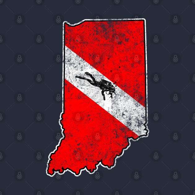 Indiana Dive Flag Scuba Diving State Map Dive Flag Distressed by TeeCreations