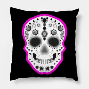 Bright Pink Sugar Skull Pillow