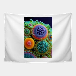 Discover the Origins of Life: Microscopic Art Featuring Protocells, Vesicles, and Primordial Foam Tapestry