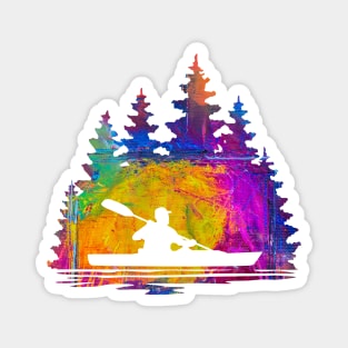 Abstract Silhouette Rainbow Pattern of a Kayaker Magnet