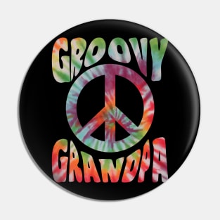 Groovy Hippie Tie Dye Vintage Peace Sign Groovy Grandpa Pin