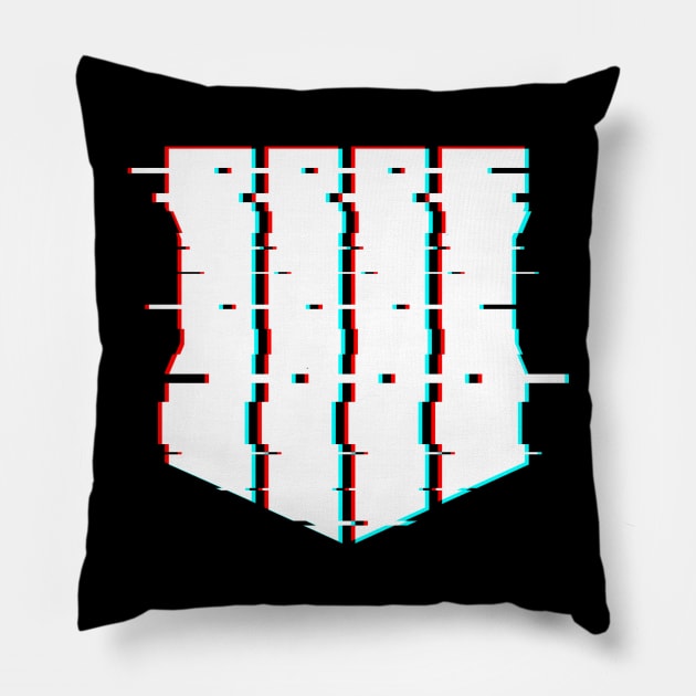 Black Ops 4 Logo Glitch Effect White Pillow by bardor2@gmail.com