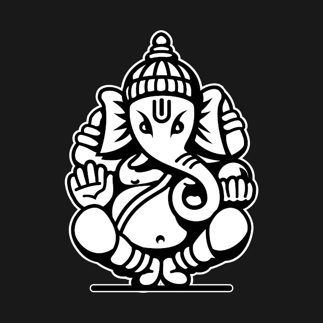 Ganesh Ganesa Ganapati Elephant 4 (black white) by Mystic-Land