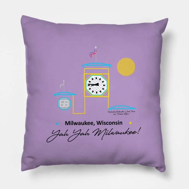 Allen Bradley Clock Tower • Polish Moon • MKE, WI Pillow by The MKE Rhine Maiden