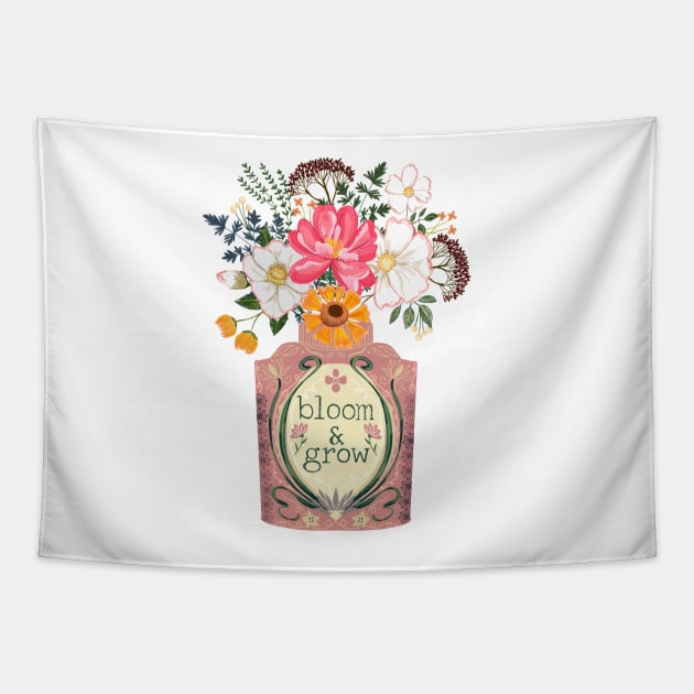 Bloom and grow vintage flowers Tapestry by Papergrape