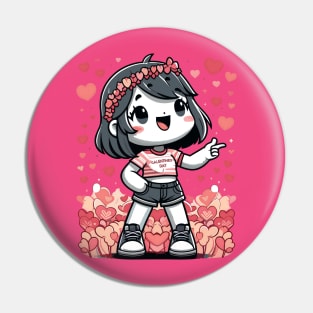 Loveable Galentines Girl Pin