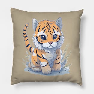 watercolor big cat tiger sticker Pillow