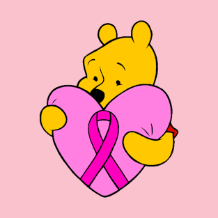 Yellow Bear hugging pink Awareness ribbon T-Shirt