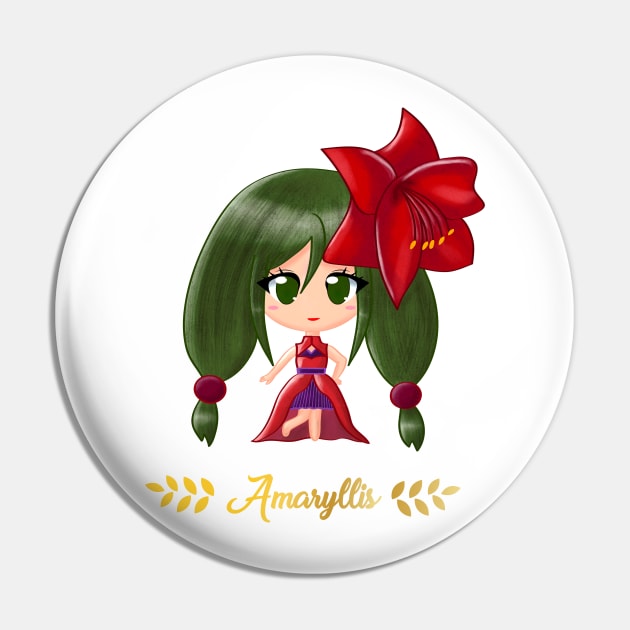 Amaryllis Flower Girl Pin by Flower Flame