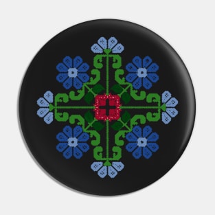 8 bit Flower traditional design pattern Pin